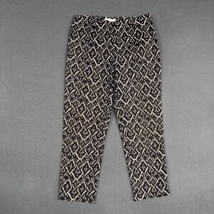 Chicos Pants Womens 1 / 8 Black Ikat Diamond Slim Leg Side Zip Stretch Dress